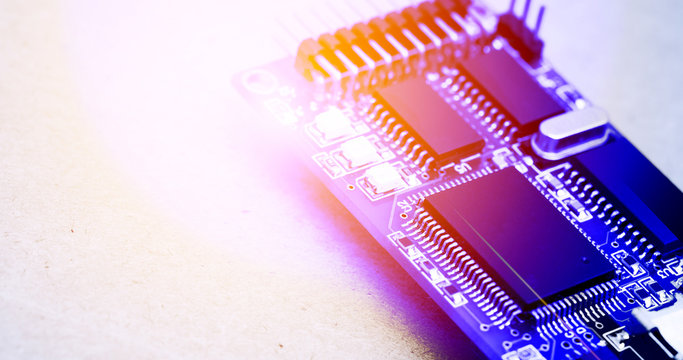 Abstract background of modern technology for better life, electronic cpu chip with colourful rendering image. - Powered by Adobe