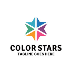 Colorful Stars Logo Design With Modern Style. Geometric Logotype. Creative And Unique Symbol For Company and Business. Beautiful Object Icon.