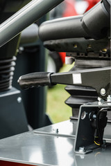 Close up of black hand brake i