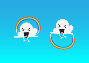 Cloud character jumping rainbow rope ativity