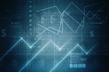 2d rendering Stock market online business concept. business Graph 