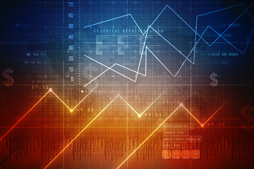 2d rendering Stock market online business concept. business Graph 