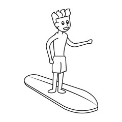 Water extreme sport cartoon isolated in black and white