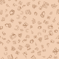 Coffee seamless vector pattern for Cup mug, restaurant or cafe menu design. 