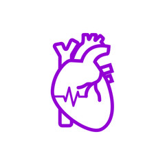 heart, human, vector, medical,pulse, beat, wave, heartbeat violet color  icon
