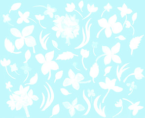 Hydrangea seamless pattern with watercolor on blue background.