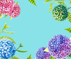 Hydrangea painting with watercolor for background.