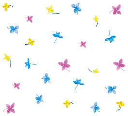 Hydrangea seamless pattern with watercolor on white background.