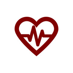 heart, human, vector, medical,pulse, beat, wave, heartbeat maroon icon