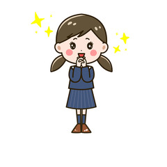 お願いする女の子　ポーズ　イラスト