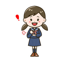 ひらめく女の子　ポーズ　イラスト