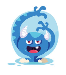Blue monster cartoon design icon vector ilustration