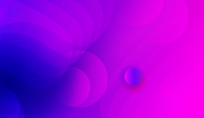 Blue and purple background with abstract geometric shapes of oval shape and circles of various shades