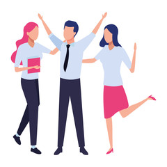 Business coworkers with office supplies