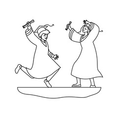 young couple students graduated celebrating