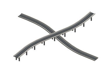 Road intersection. 3d Vector illustration.