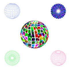 Obraz premium Abstract polygonal broken sphere set. 3d Vector colorful illustration.
