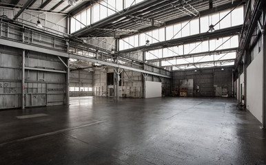 industrial interior of an abandoned factory