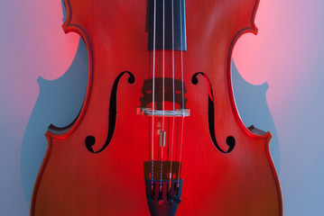 Details of musical instrument cello with light and shadow