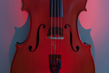 Details of musical instrument cello with light and shadow