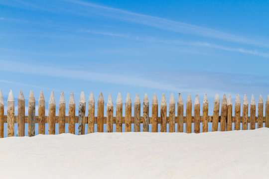 beautiful wooden fence in a sand dune