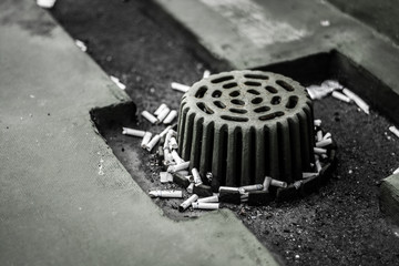 Cigarette butts on the floor