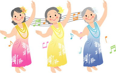 フラダンスを踊るシニア女性 © 良江 石原