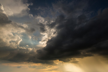Naklejka na ściany i meble Storm clouds with the rain nature background