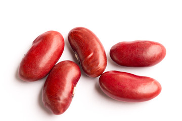 Red beans on white background