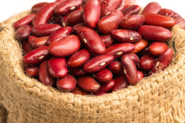 Red beans on white background