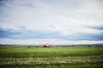 Red barn on farm