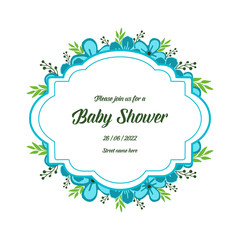 Vector illustration decor of card baby shower with blue wreath frame