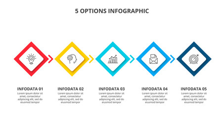Creative concept for infographic. Business data visualization. Abstract elements of graph, diagram with 5 steps, options, parts or processes.