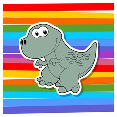 Cute cartoon dinosaurs on color background