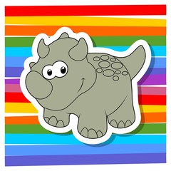 Cute cartoon dinosaurs on color background