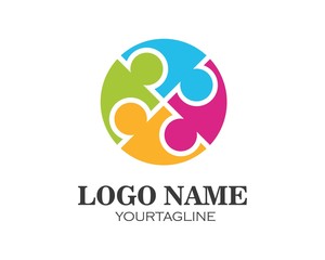 puzzle and community social network logo icon illustration