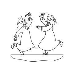 young couple students graduated celebrating