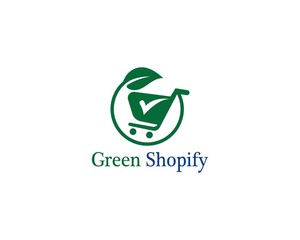 Green bag online shop vector logo design