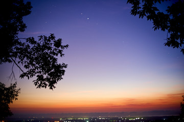 Sunrise at a tropical landscape in Thailand