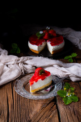 delicious strawberry cream cheese pie with biscuit base
