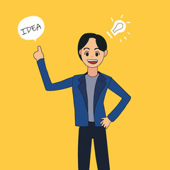Cartoon business man think idea vector illustration design.