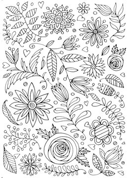 Hand drawing coloring for kids and adults. Beautiful drawings with patterns and small details. One of a series of coloring pictures.