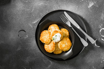 Potato pancakes. Vegetable fritters, latkes, draniki - popular dish in many countries 