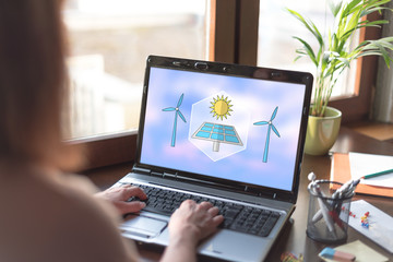 Clean energy concept on a laptop screen