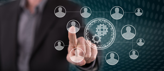 Man touching a partnership concept