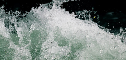 Splashes of water from the waves in the sea