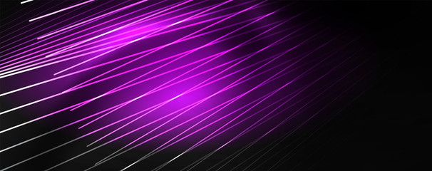 Shiny color neon light with lines, abstract wallpaper, shiny motion, magic space light. Techno abstract background