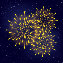 Shiny fireworks on starry sky background for Your holiday design