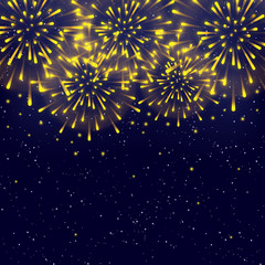 Fototapeta na wymiar Shiny fireworks on starry sky background for Your holiday design