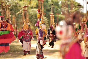 Fototapeta na wymiar Puppet hanging on the tree at myanmar